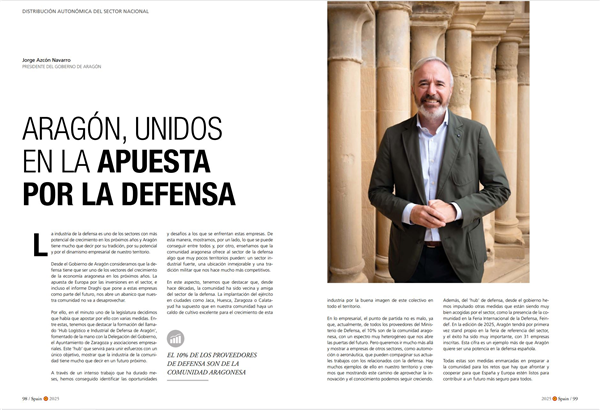 Jorge Azcón Navarro, Presidente del Gobierno de Aragón: ARAGÓN, UNIDOS  EN LA APUESTA  POR LA DEFENSA
